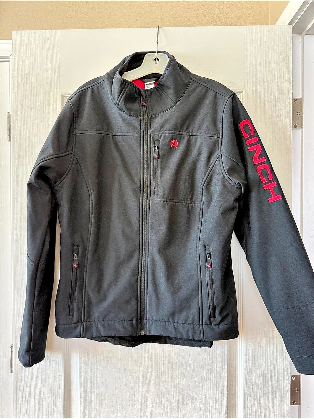 Cinch Women's Conceal Carry  Black Softshell Jacket with Pink Logos and lining